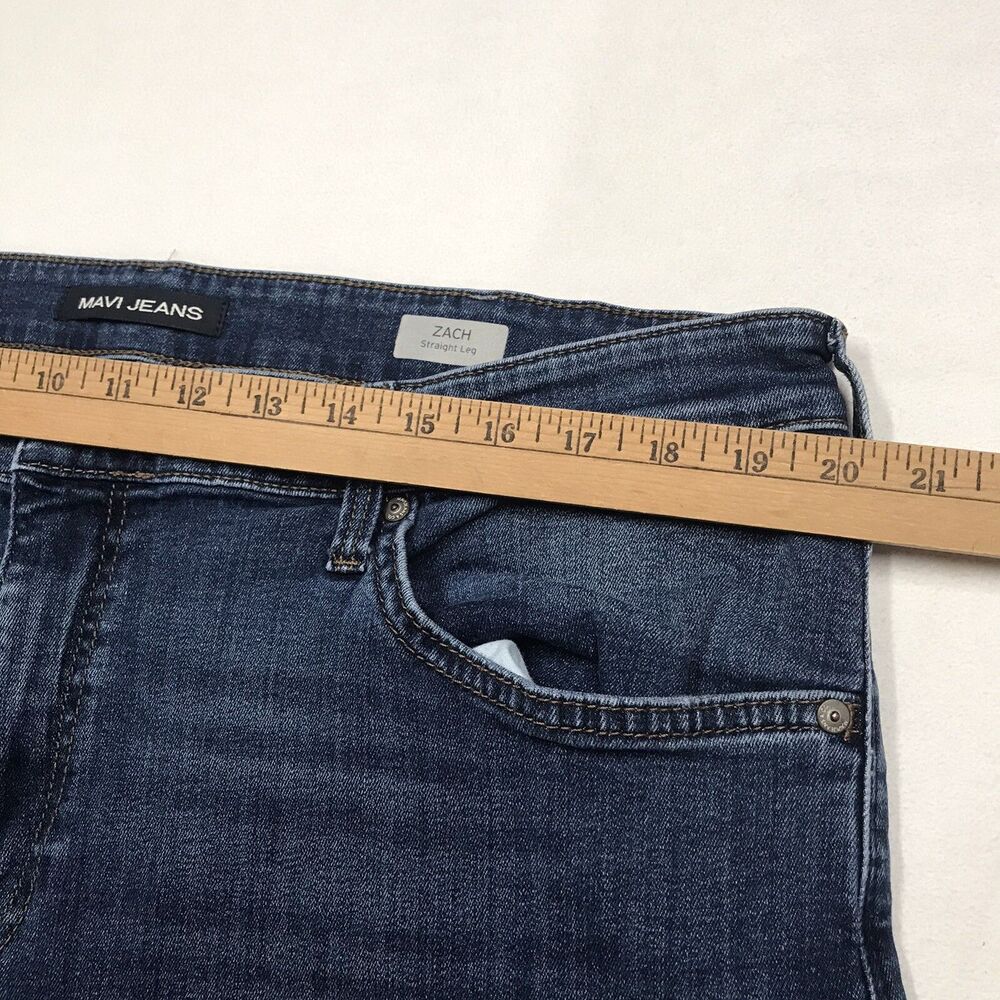 MAVI Zach Jeans Men 38x32 Straight Regular Fit Stretch Whisker Wash Blue Denim - Picture 14 of 16